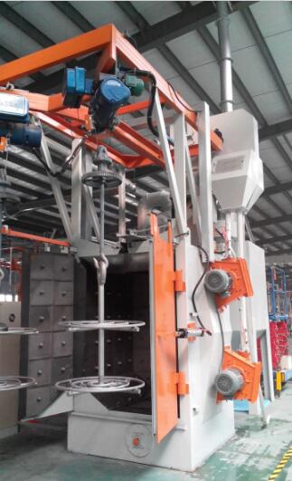 江蘇拋丸機除銹設(shè)備 河北張家口新雙鉤吊鉤式拋丸機交付使用